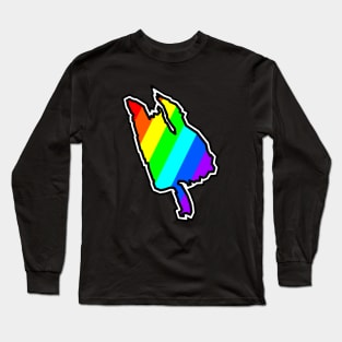 Thetis Island Silhouette in a Colourful Rainbow Pattern - Bright Colours - Thetis Island Long Sleeve T-Shirt